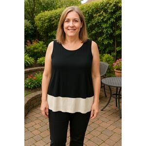 J Jill Wearever Collection Top Womens Size XLP Petite Jersey Knit Black Cream